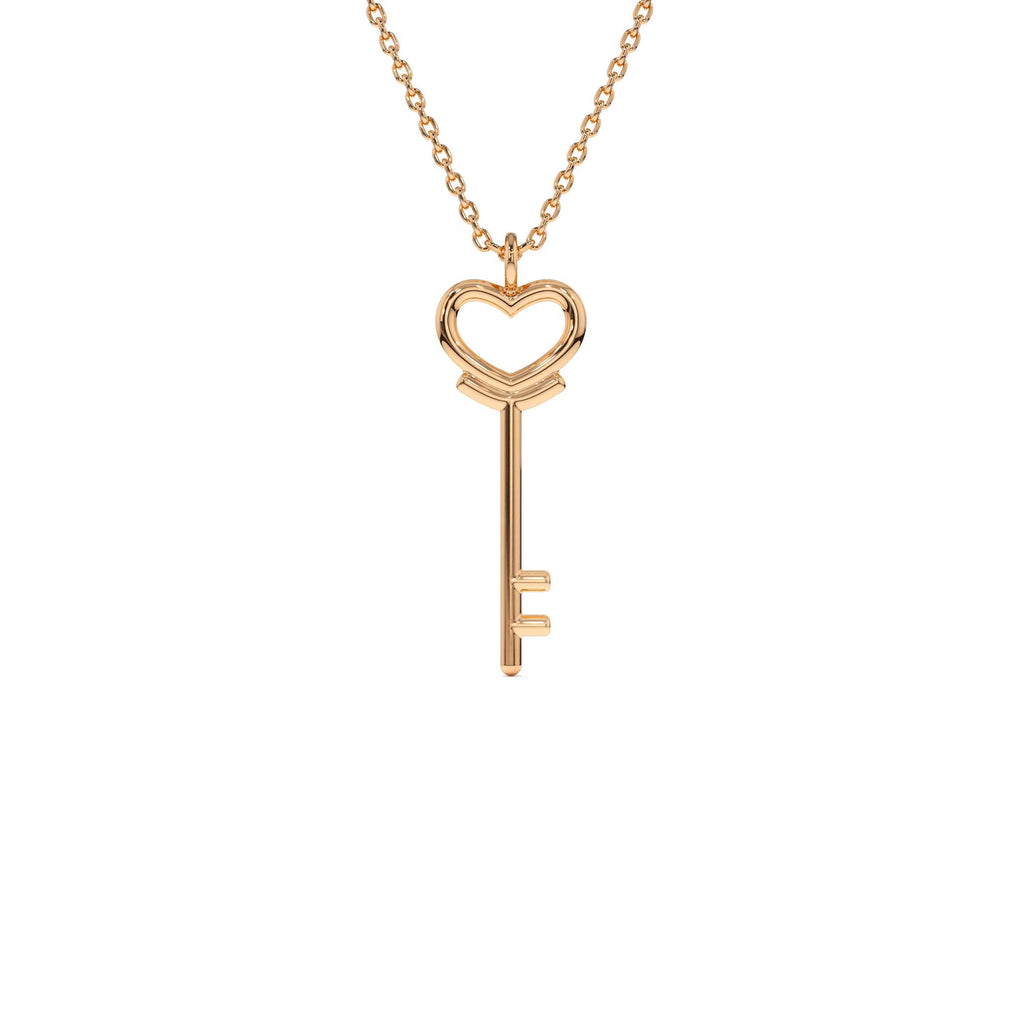 14K Heart Key Necklace - view 2