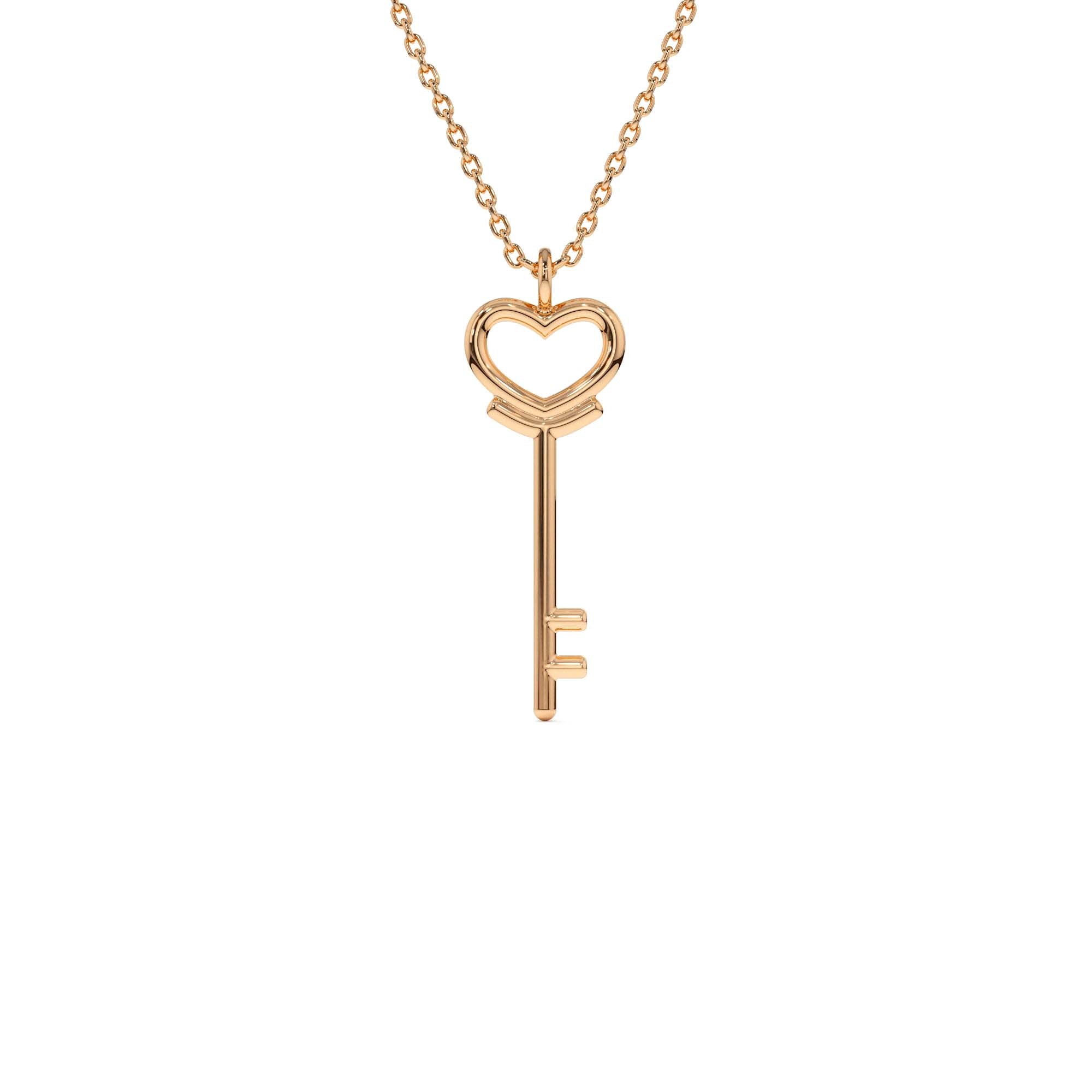 14K Heart Key Necklace - view 2