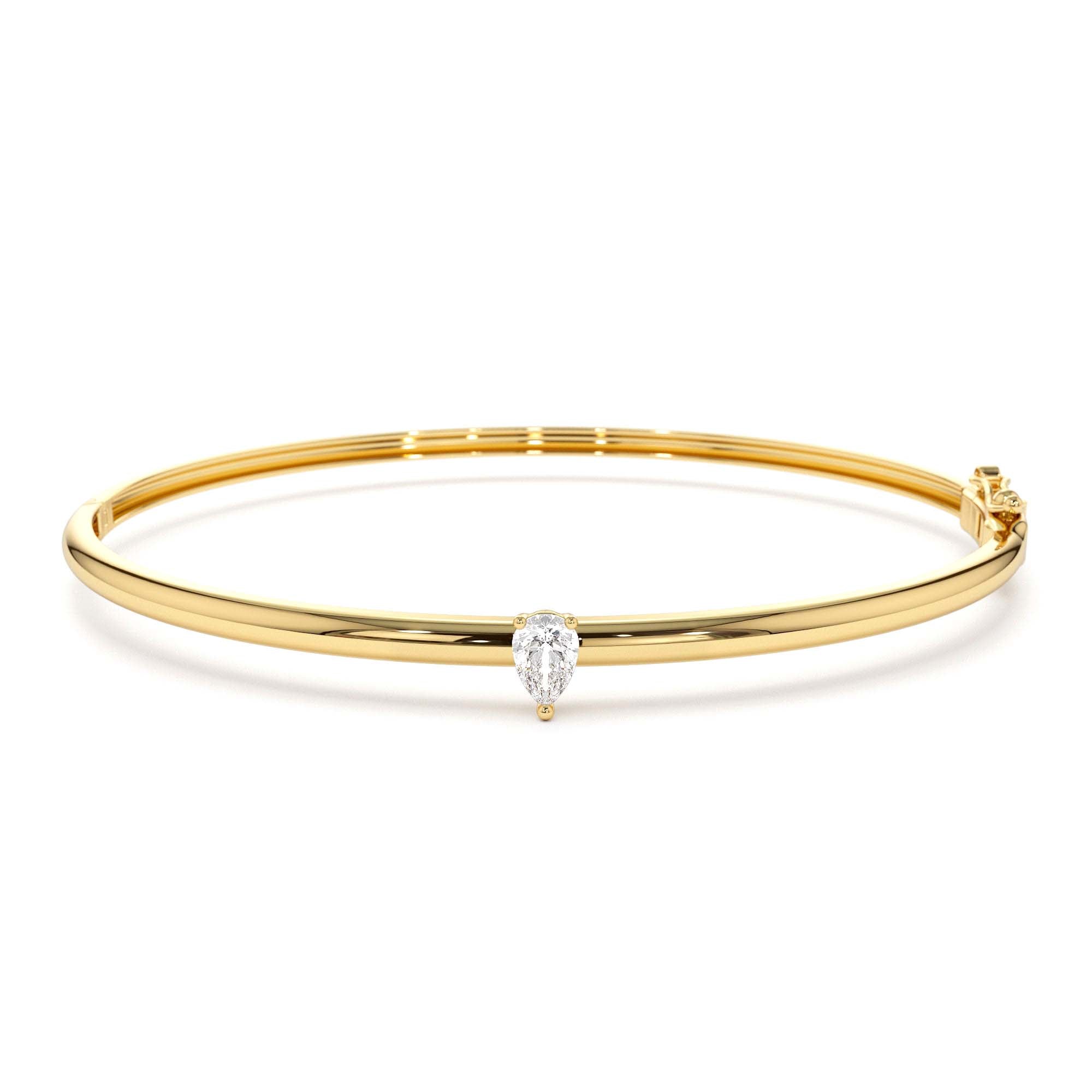 14K Pear Shape Diamond Solitare Bangle by Orlina Fine