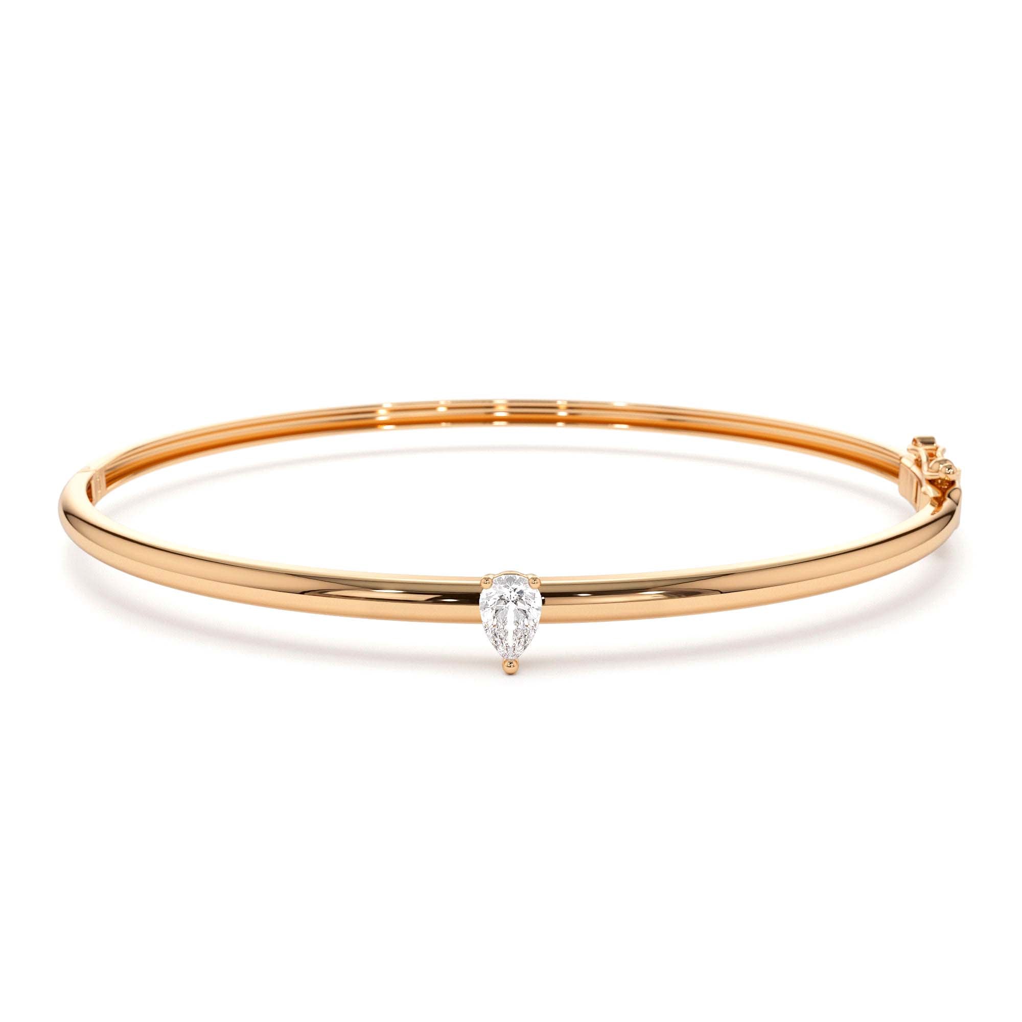 14K Pear Shape Diamond Solitare Bangle - view 2