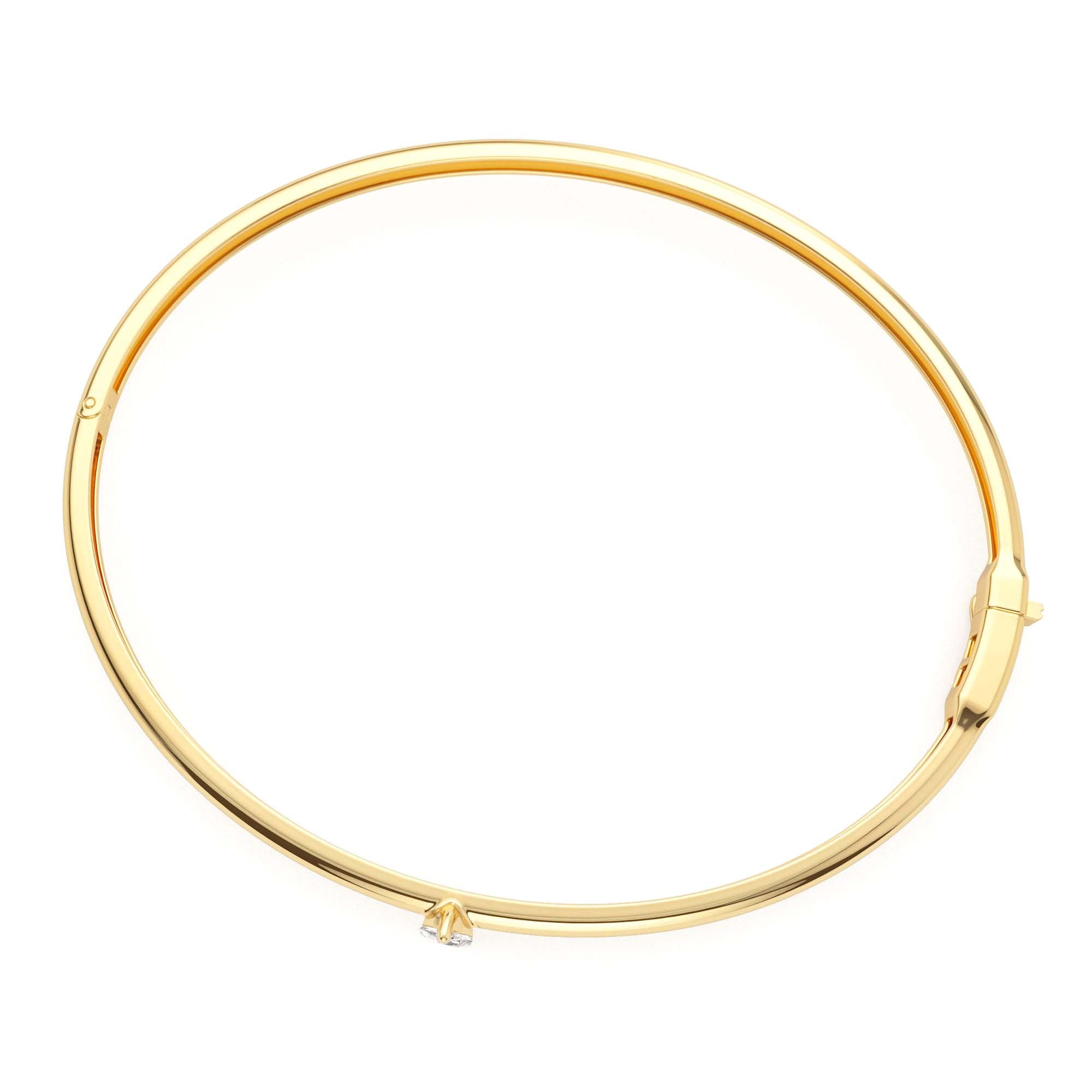 14K Pear Shape Diamond Solitare Bangle - view 5