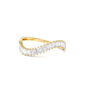 14k Unique Wave Design Baguette Diamond Ring by Orlina Fine