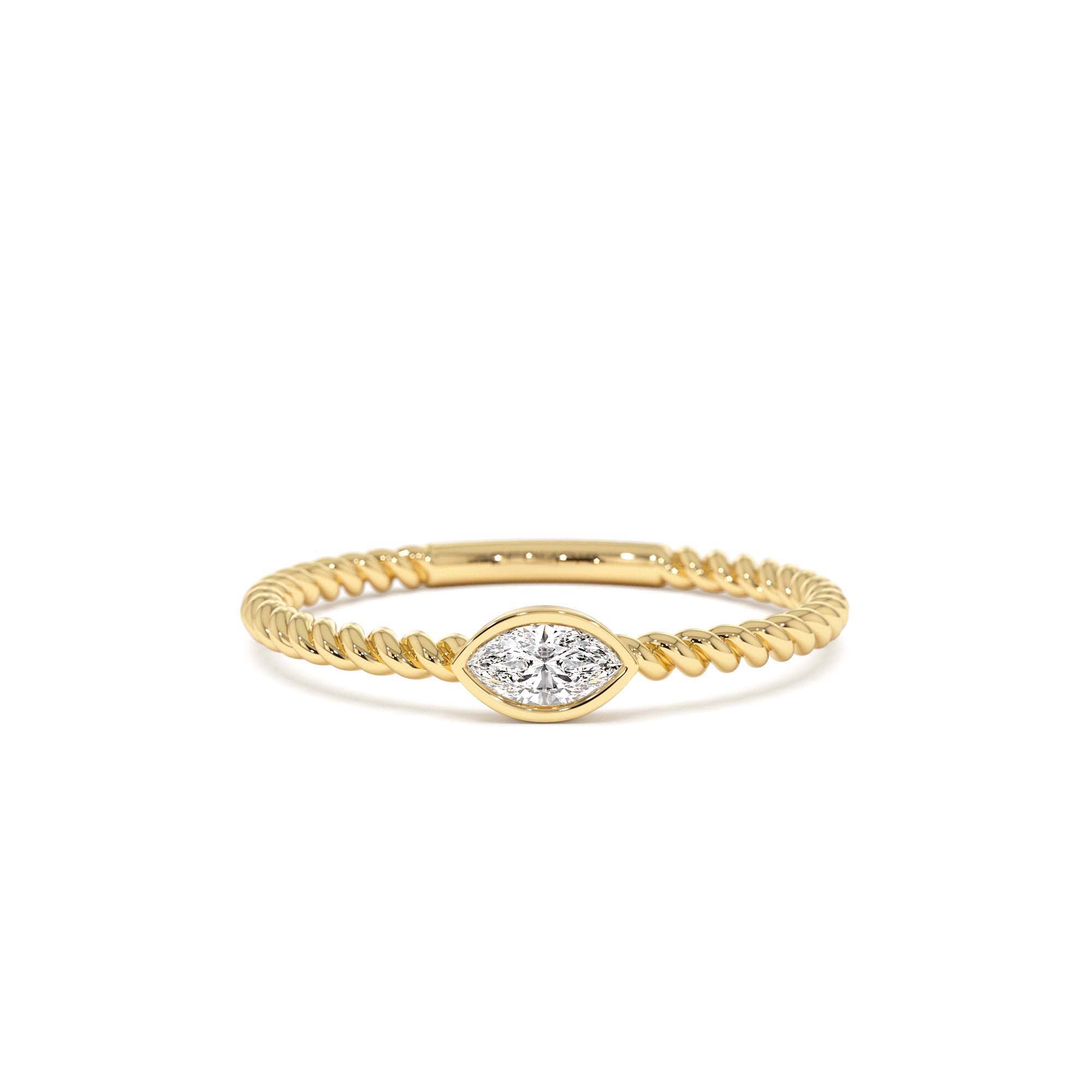 14kt Bezel Marquise Diamond Rope ring by Orlina Fine