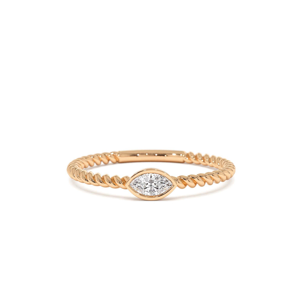 14kt Bezel Marquise Diamond Rope ring - view 2