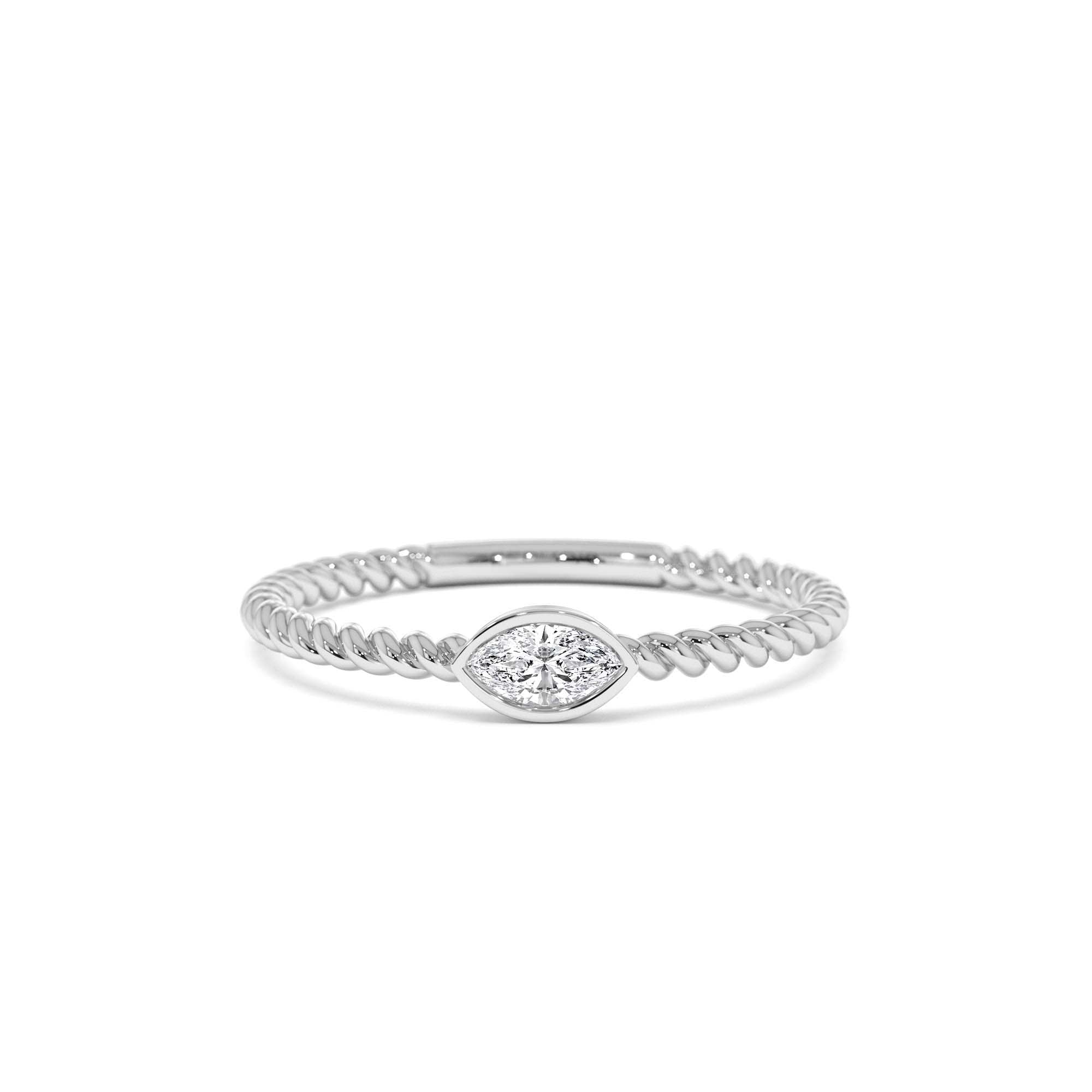 14kt Bezel Marquise Diamond Rope ring - view 3