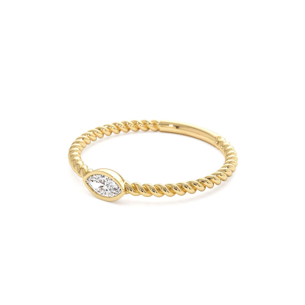 14kt Bezel Marquise Diamond Rope ring - view 4