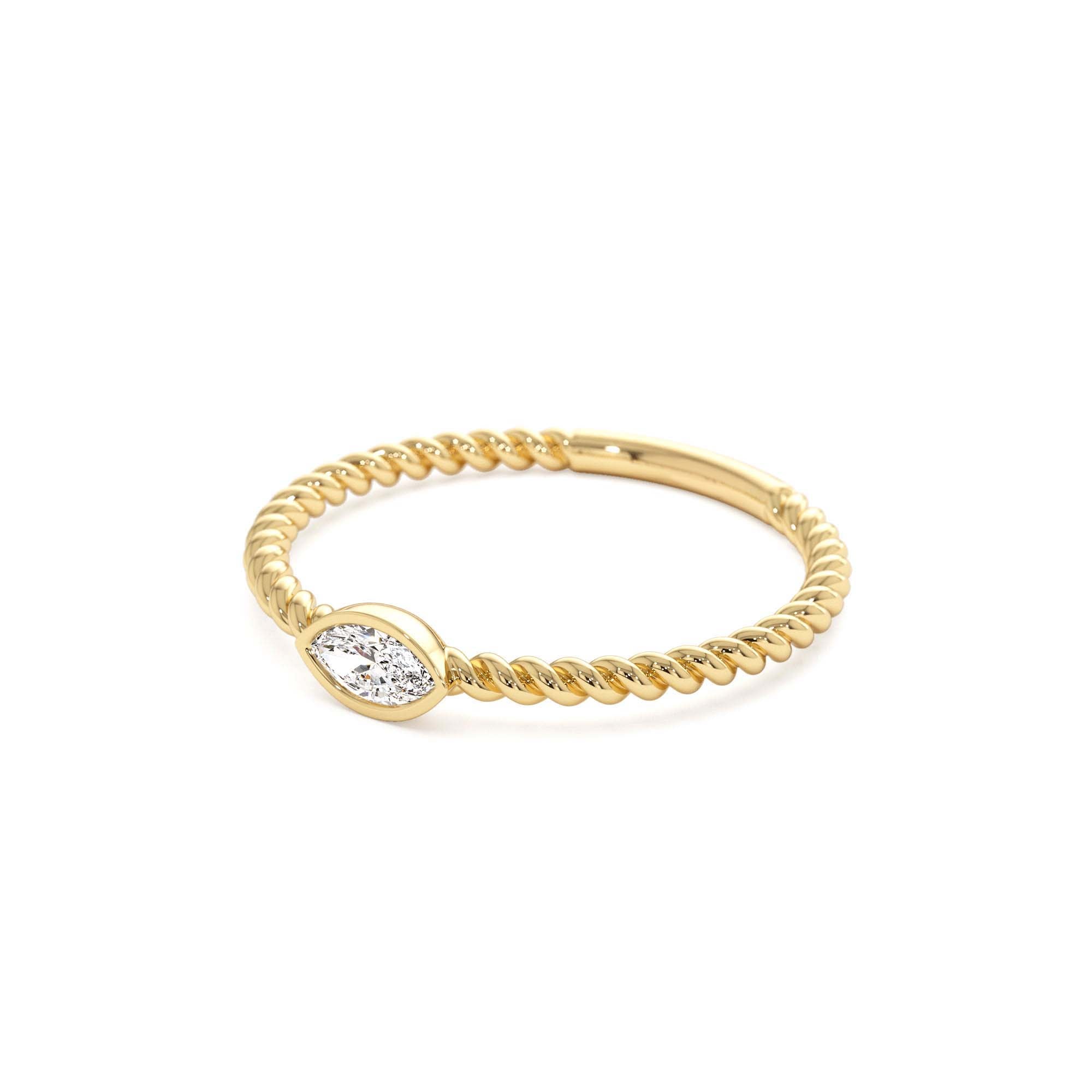 14kt Bezel Marquise Diamond Rope ring - view 4