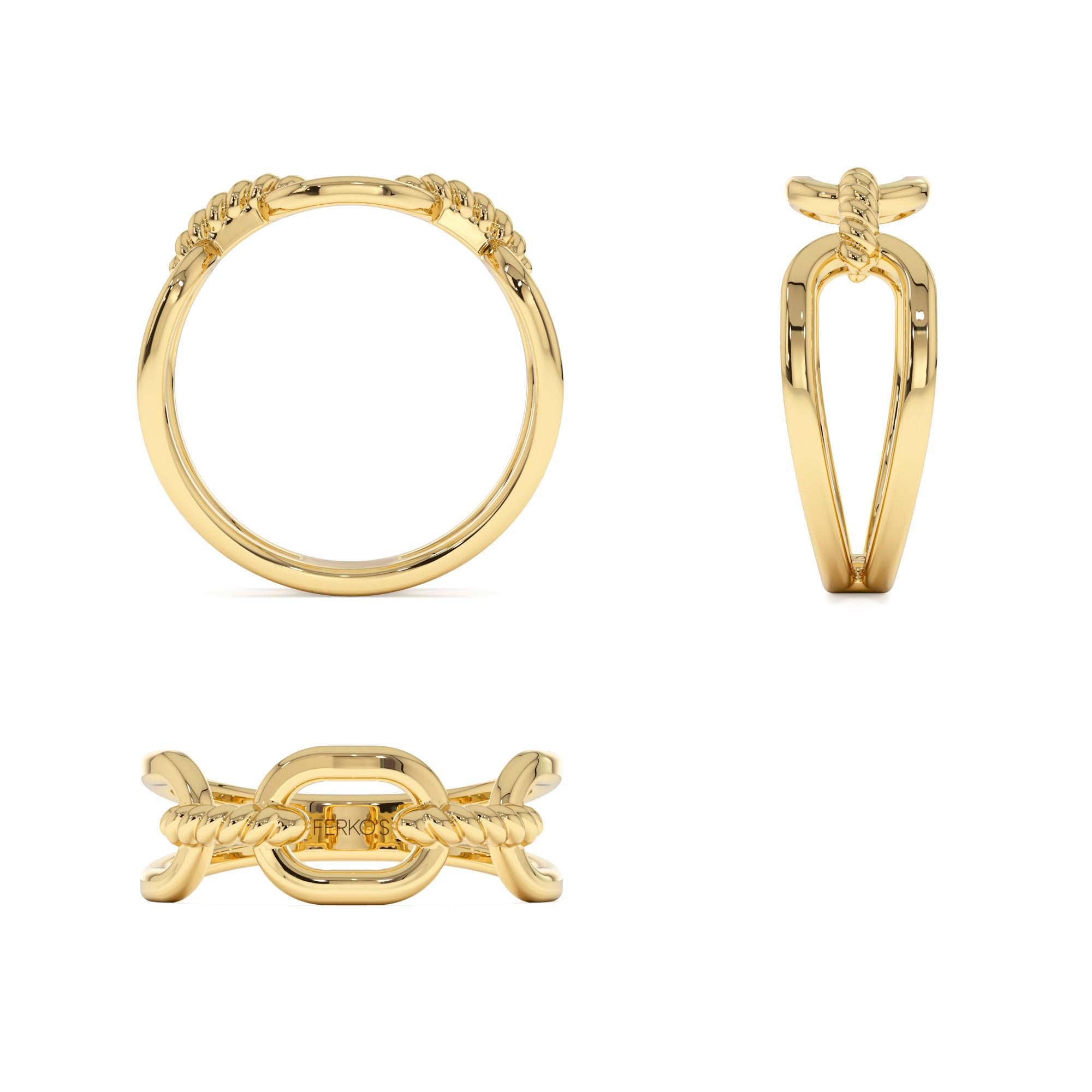 14K Gold Twisted Rope Ring - view 5
