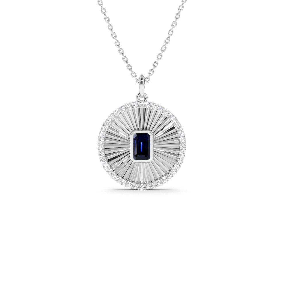14K Sapphire and Diamond Medallion Necklace - view 2
