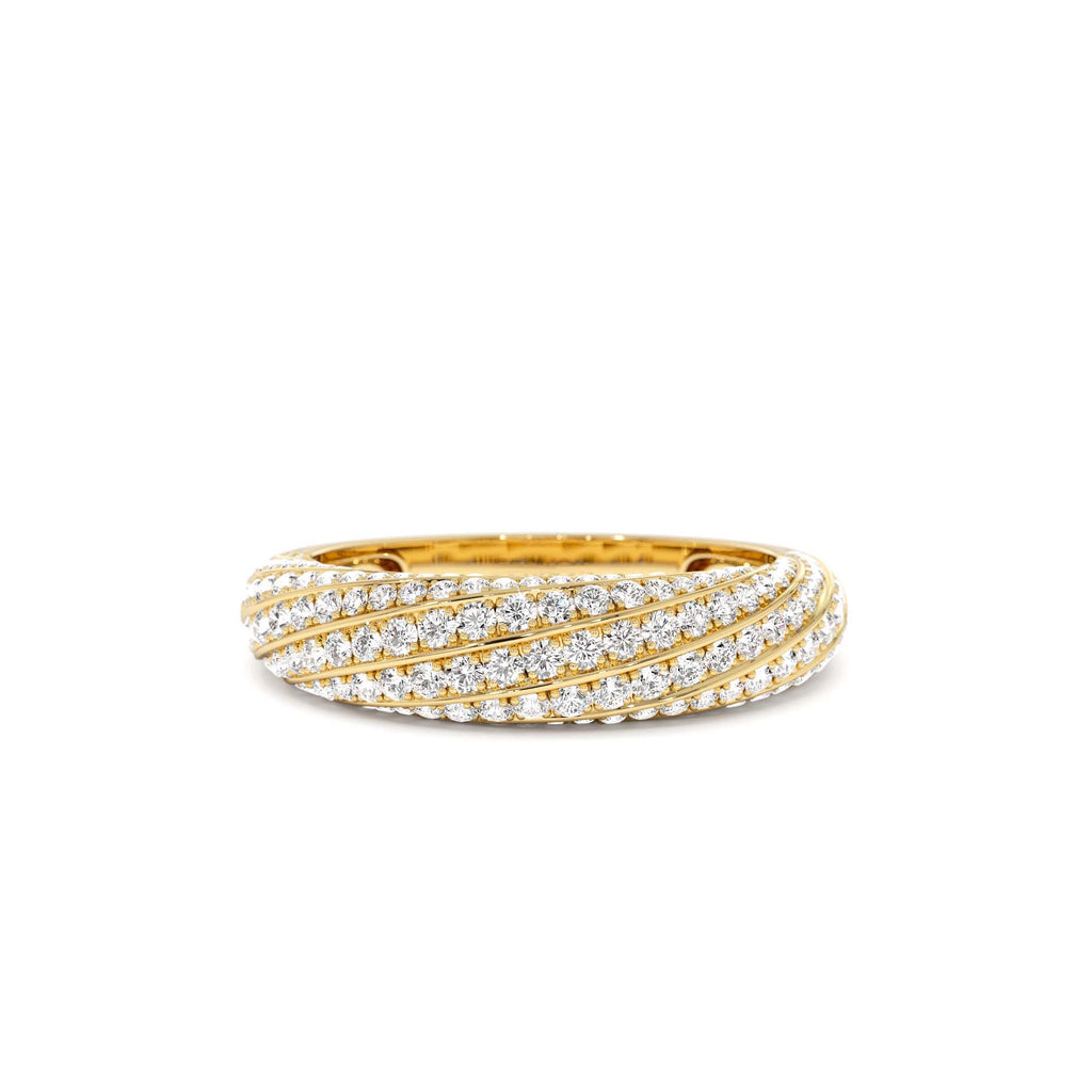 14k Gold Unique Twist Design Pave Diamond Ring by Orlina Fine