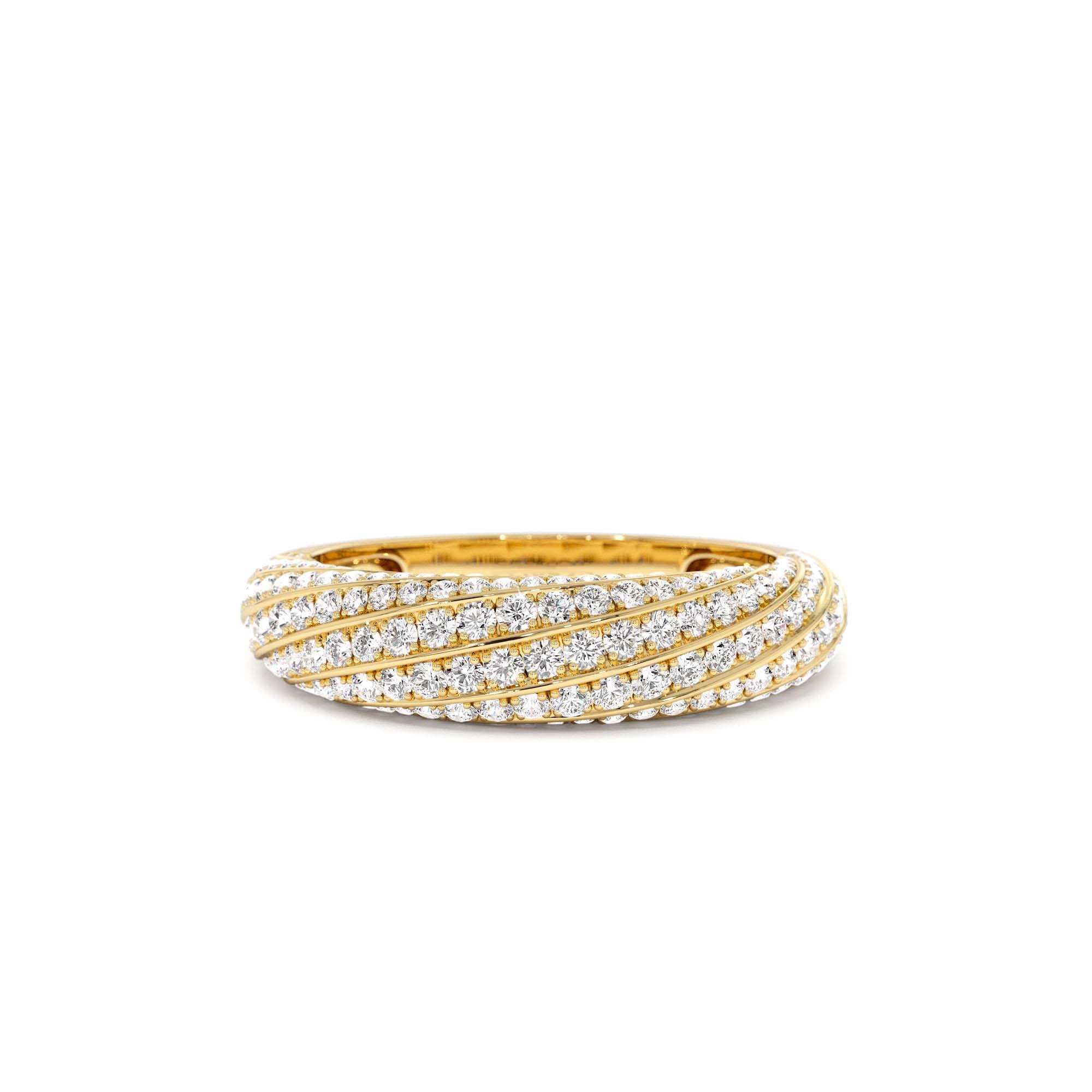 14k Gold Unique Twist Design Pave Diamond Ring by Orlina Fine
