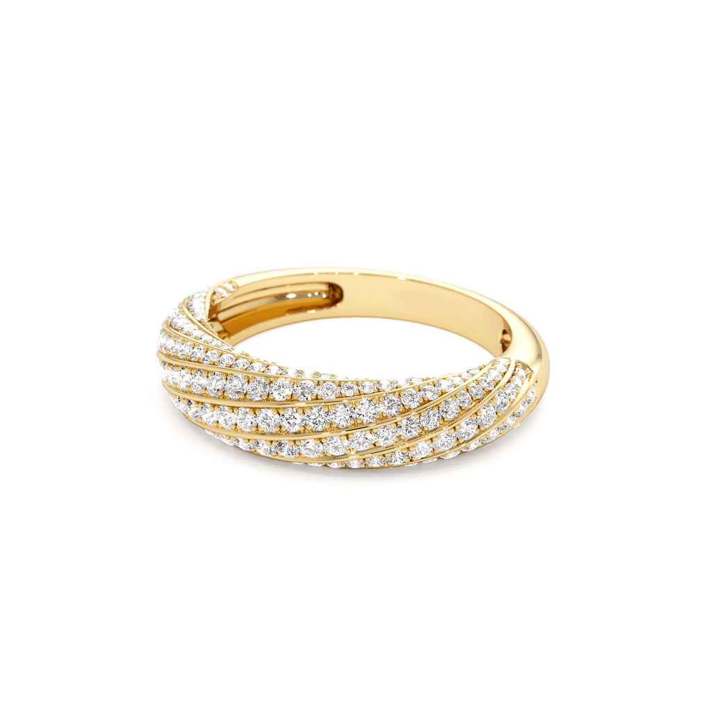 14k Gold Unique Twist Design Pave Diamond Ring - view 4