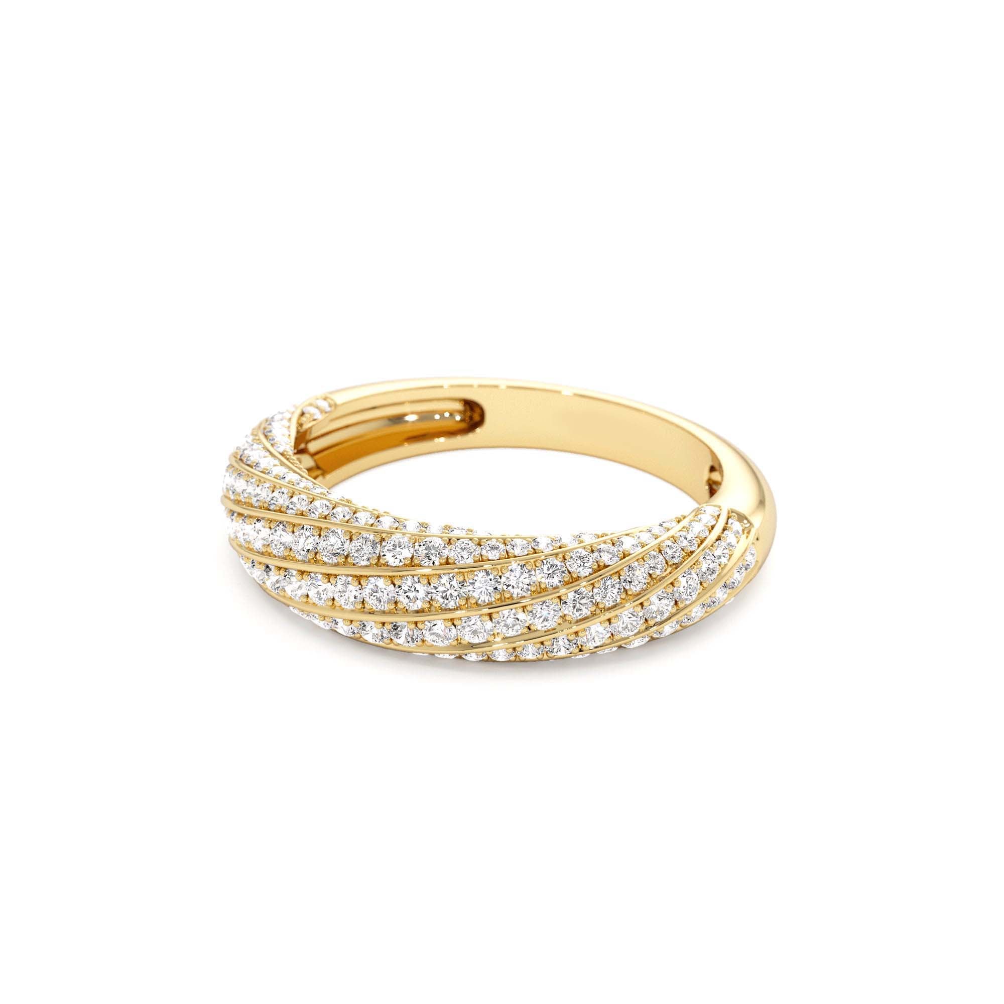 14k Gold Unique Twist Design Pave Diamond Ring - view 4