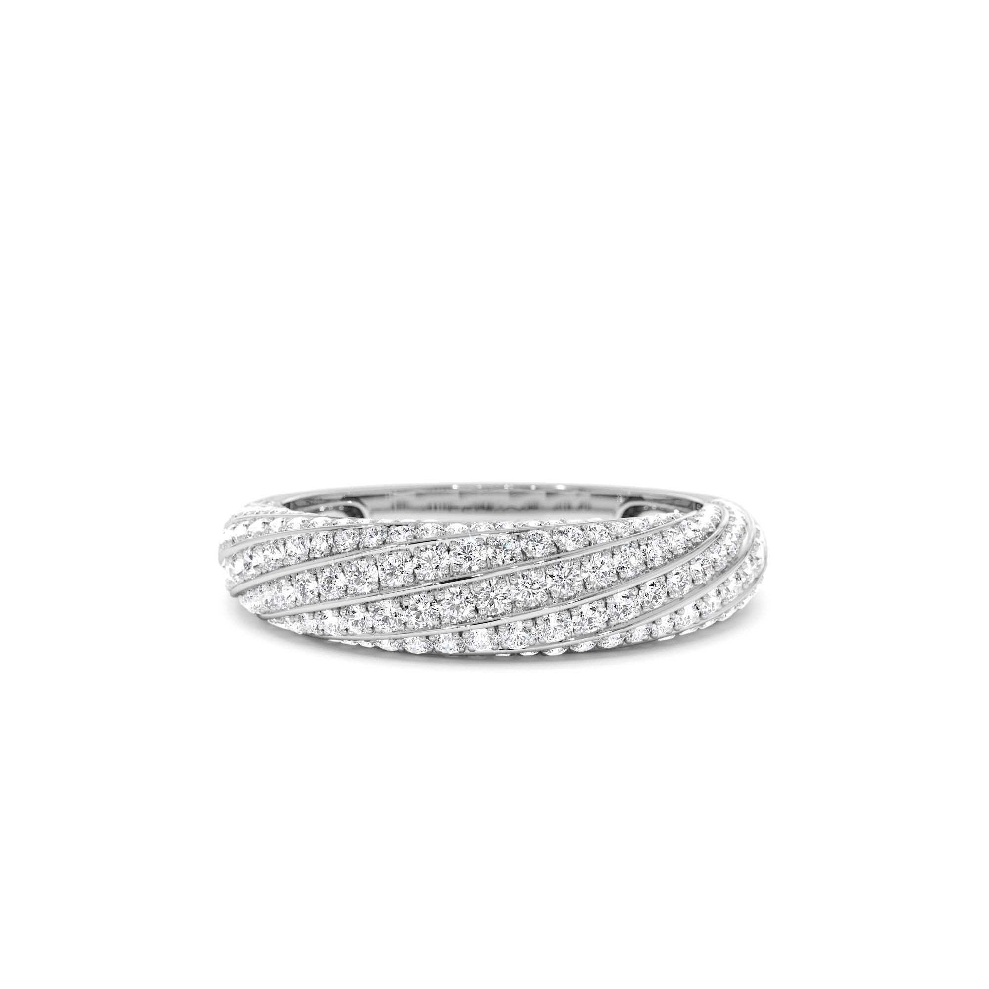 14k Gold Unique Twist Design Pave Diamond Ring - view 2