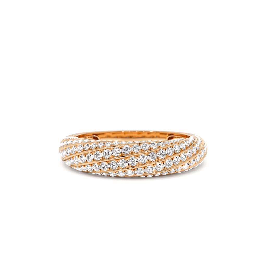 14k Gold Unique Twist Design Pave Diamond Ring - view 3