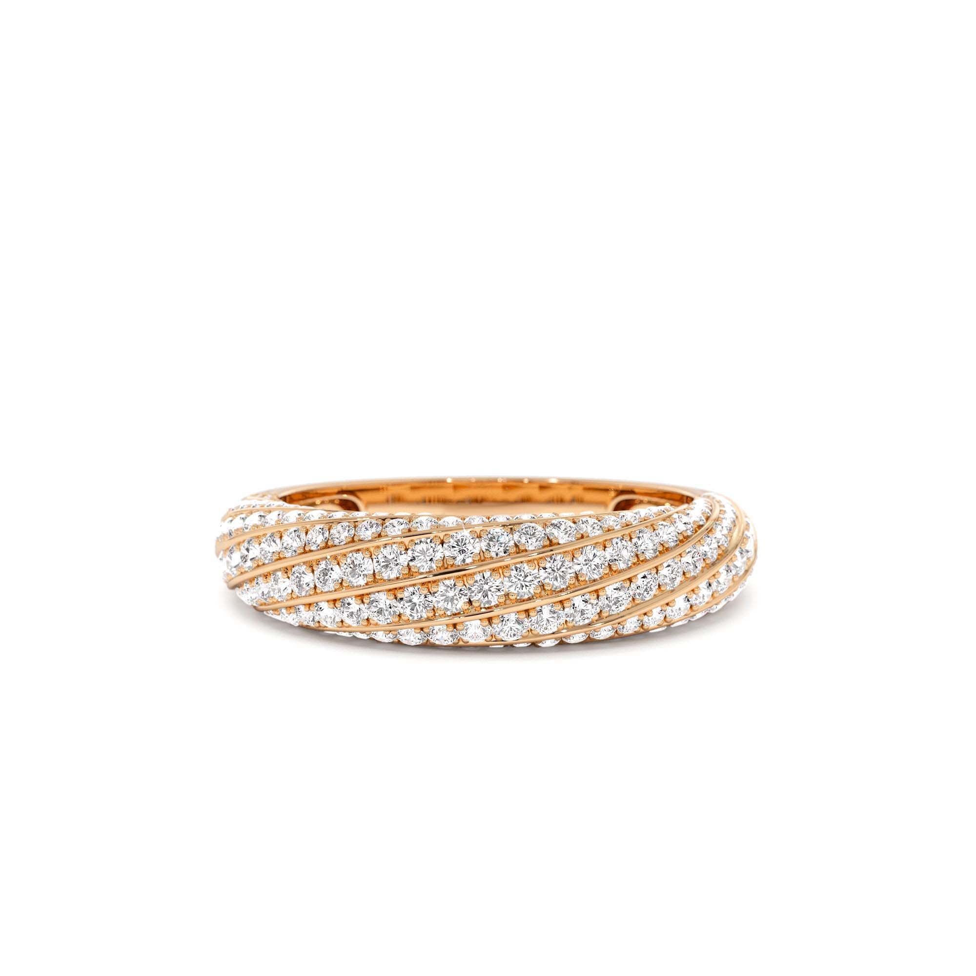 14k Gold Unique Twist Design Pave Diamond Ring - view 3