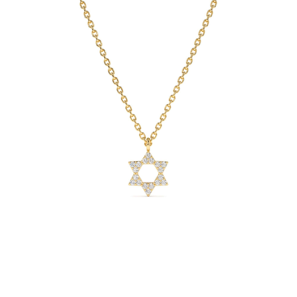 14K Gold Star of David Diamond Necklace by Orlina Fine