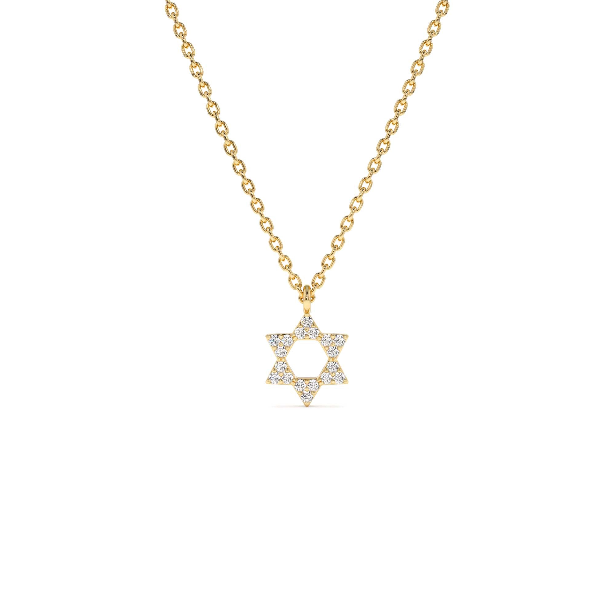 14K Gold Star of David Diamond Necklace by Orlina Fine