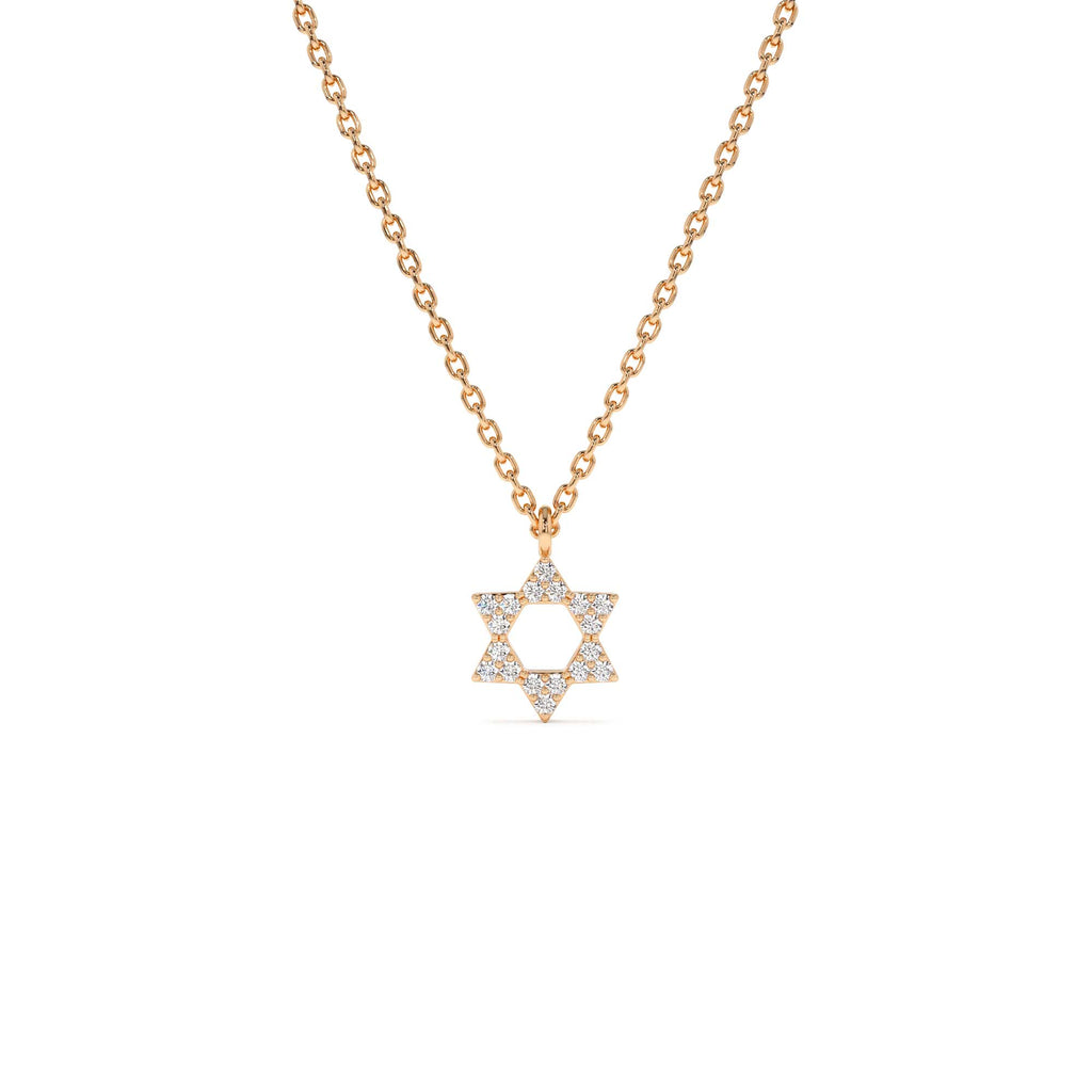 14K Gold Star of David Diamond Necklace - view 2