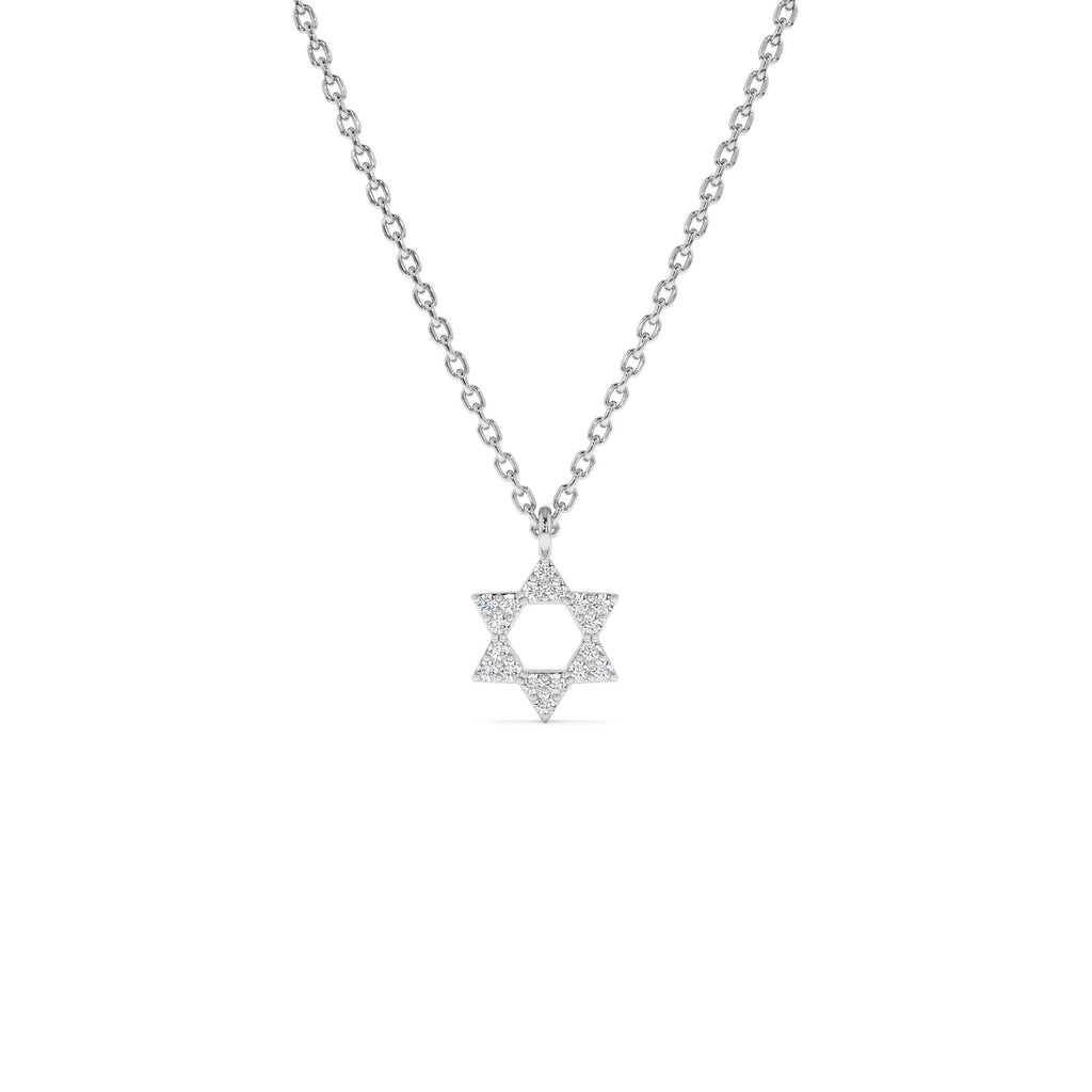 14K Gold Star of David Diamond Necklace - view 3