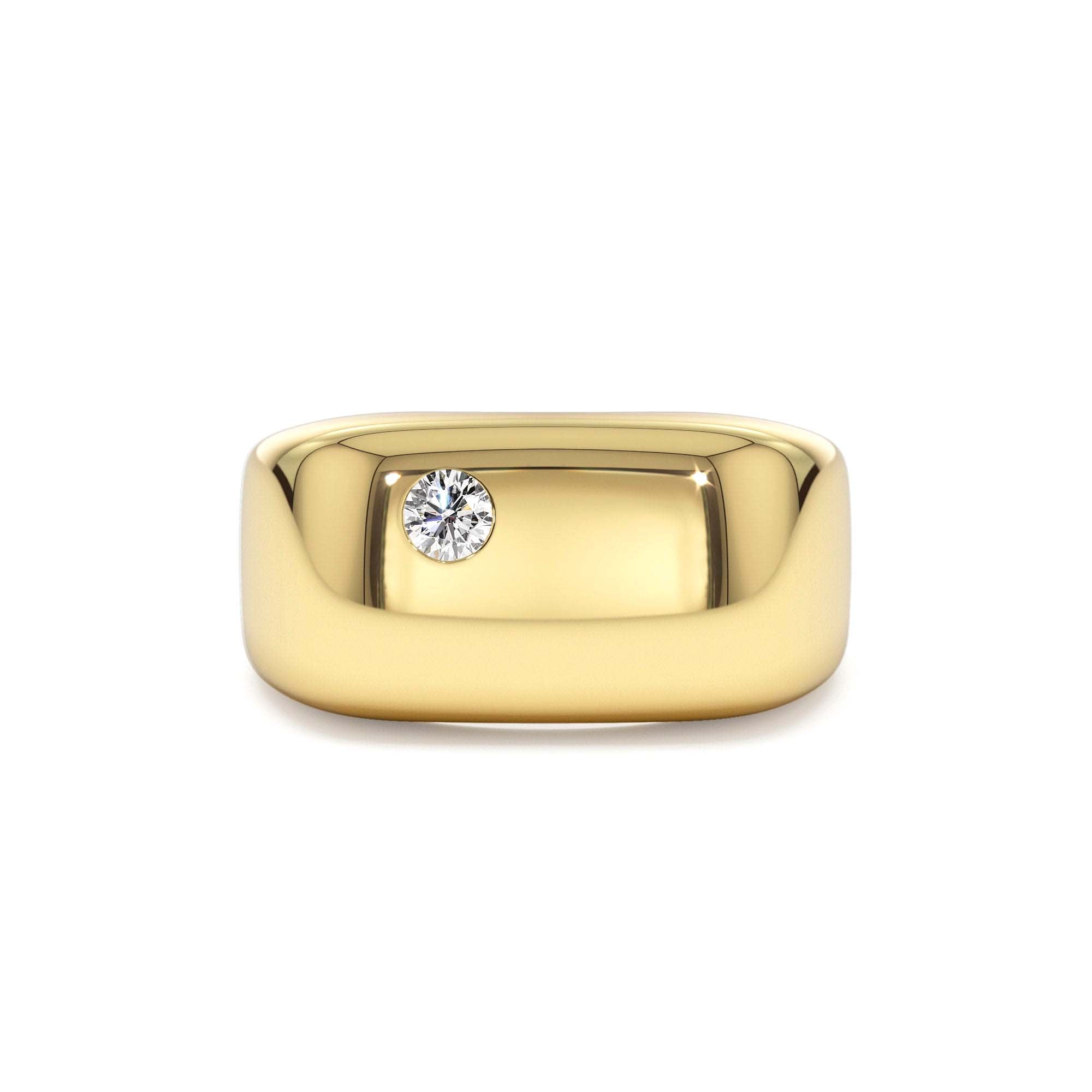 14K Gold Rectangular Diamond Signet Ring by Orlina Fine