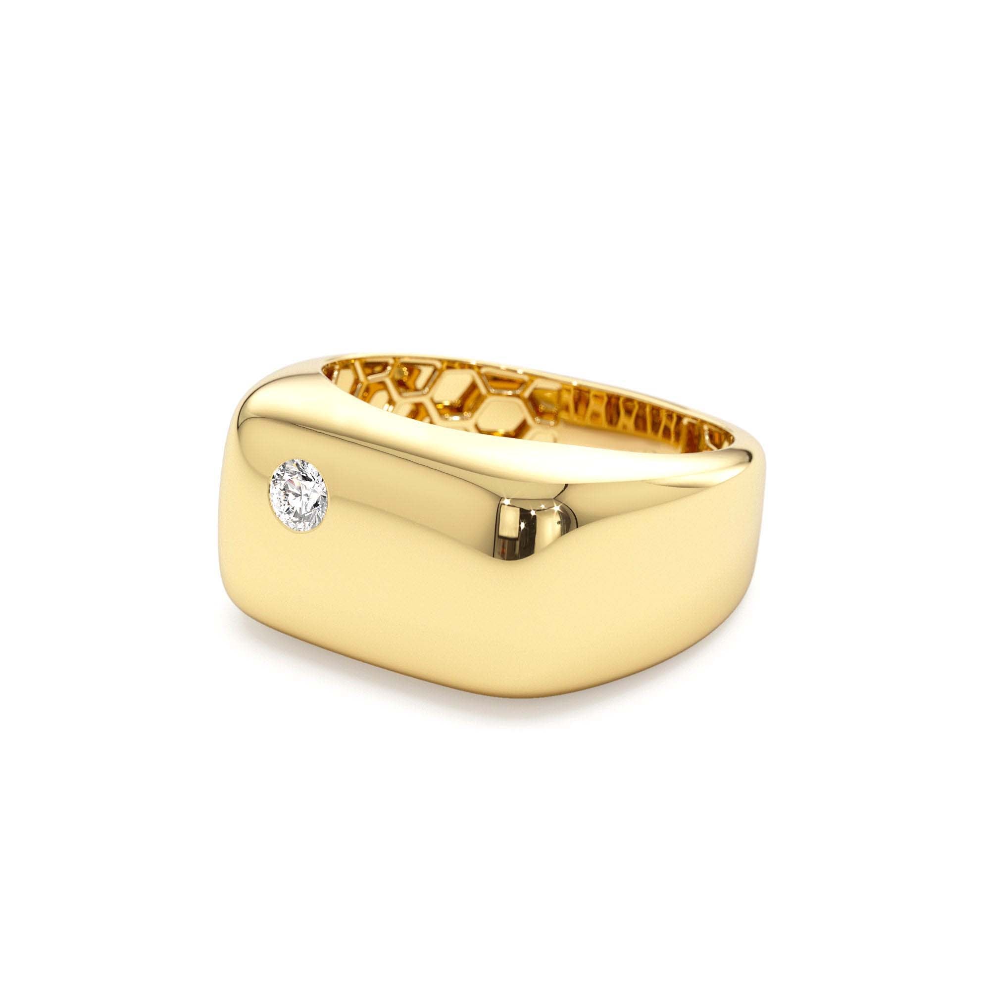 14K Gold Rectangular Diamond Signet Ring - view 4