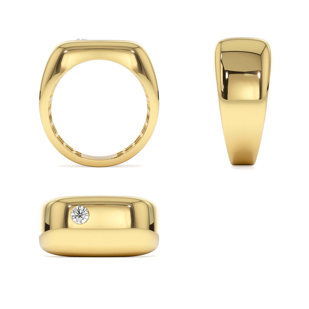 14K Gold Rectangular Diamond Signet Ring - view 5
