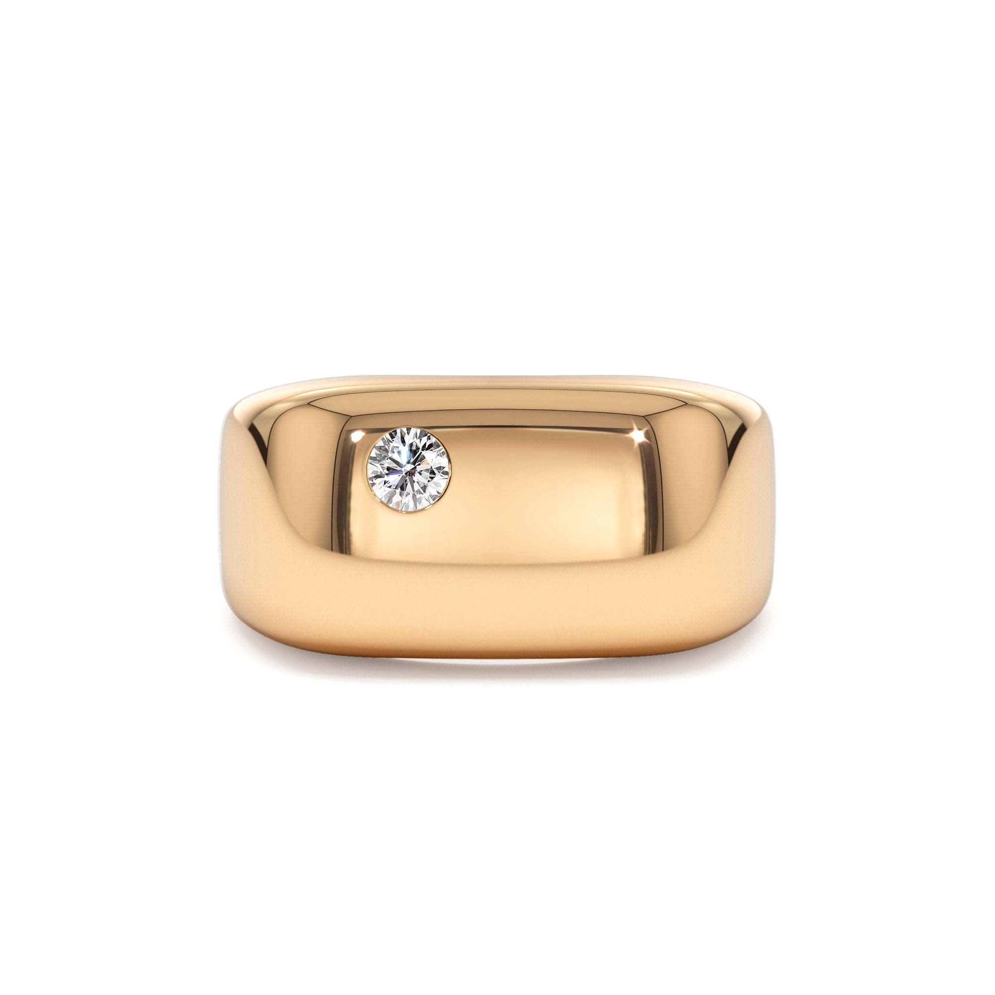 14K Gold Rectangular Diamond Signet Ring - view 2