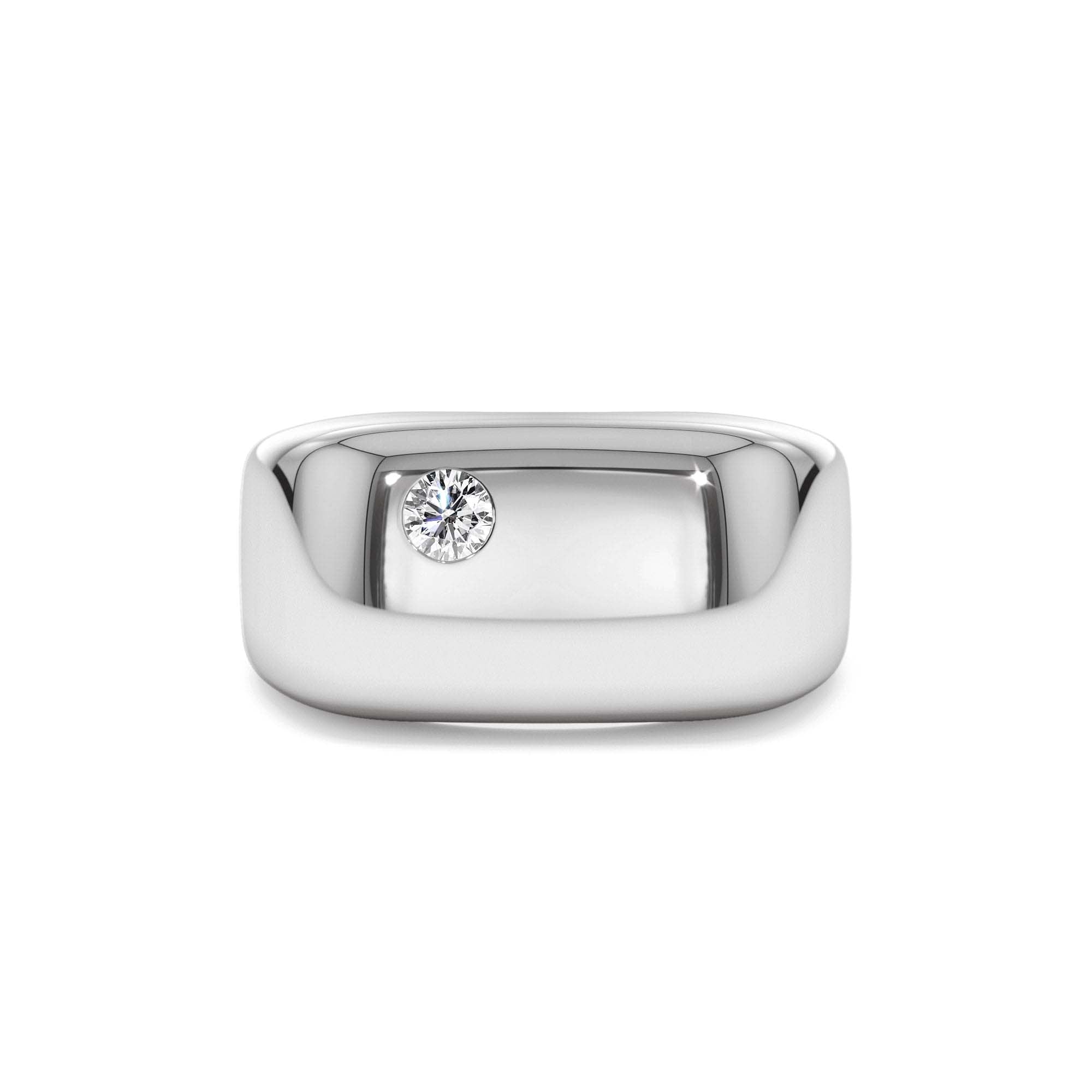 14K Gold Rectangular Diamond Signet Ring - view 3