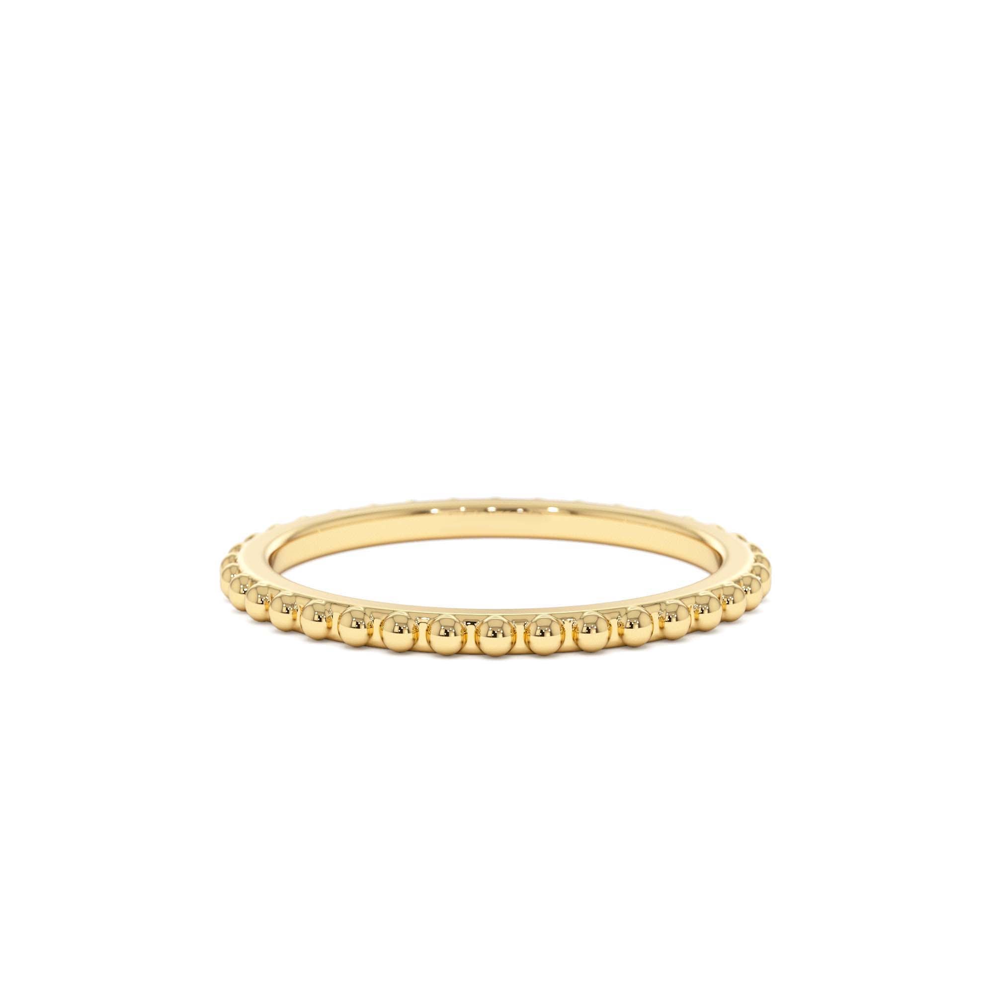 14k Beaded Wedding Band by Orlina Fine