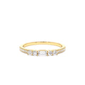 14k Baguette and Round Diamond Dainty Stackable Ring by Orlina Fine