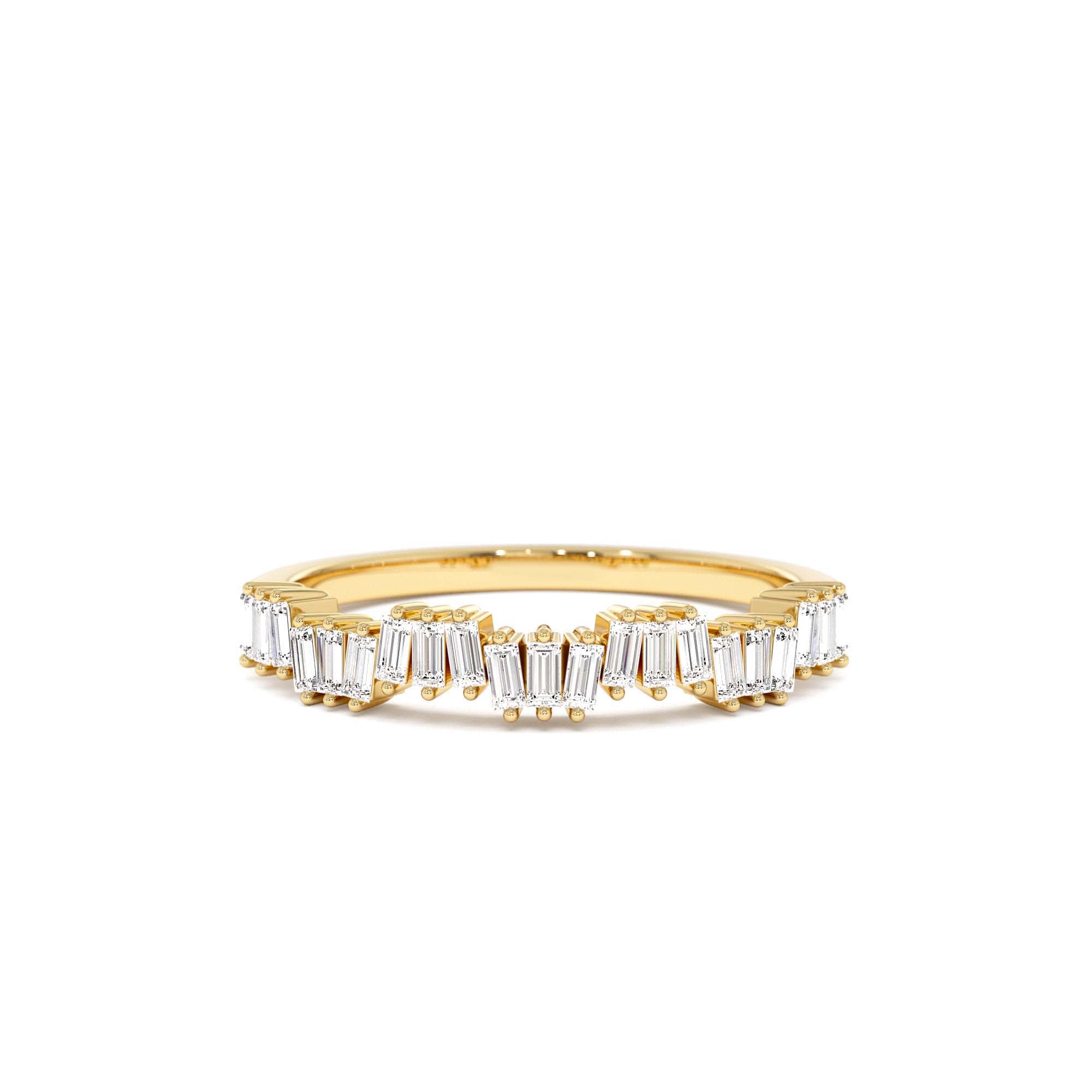 14k Asymetrical Baguette Diamonds Ring by Orlina Fine