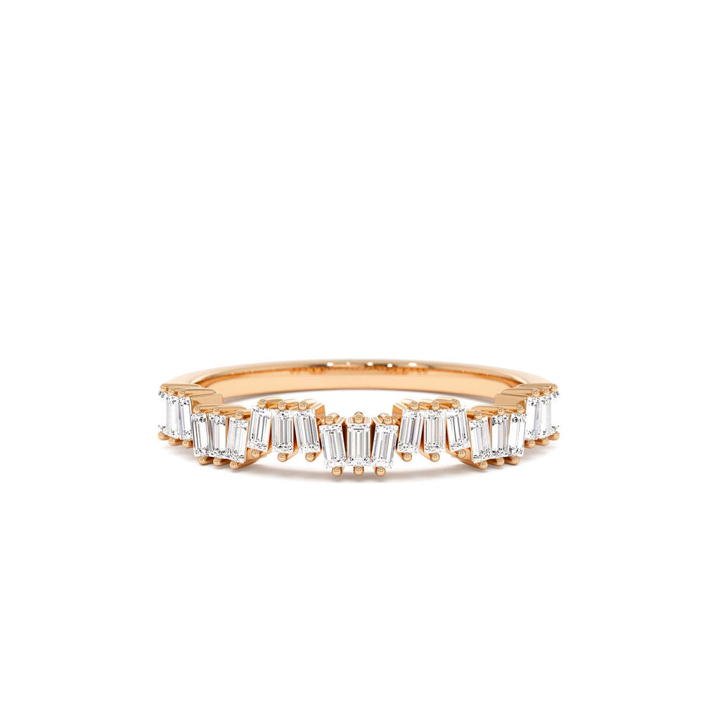 14k Asymetrical Baguette Diamonds Ring - view 2