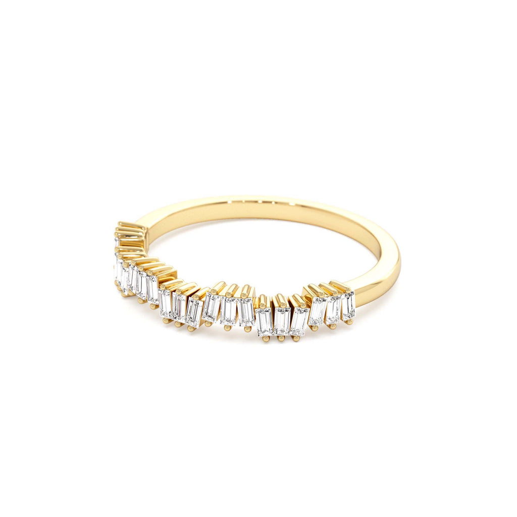 14k Asymetrical Baguette Diamonds Ring - view 4