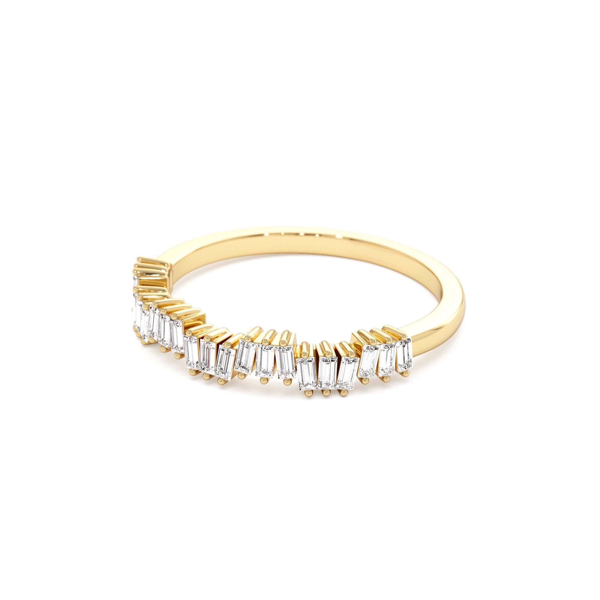 14k Asymetrical Baguette Diamonds Ring - view 4