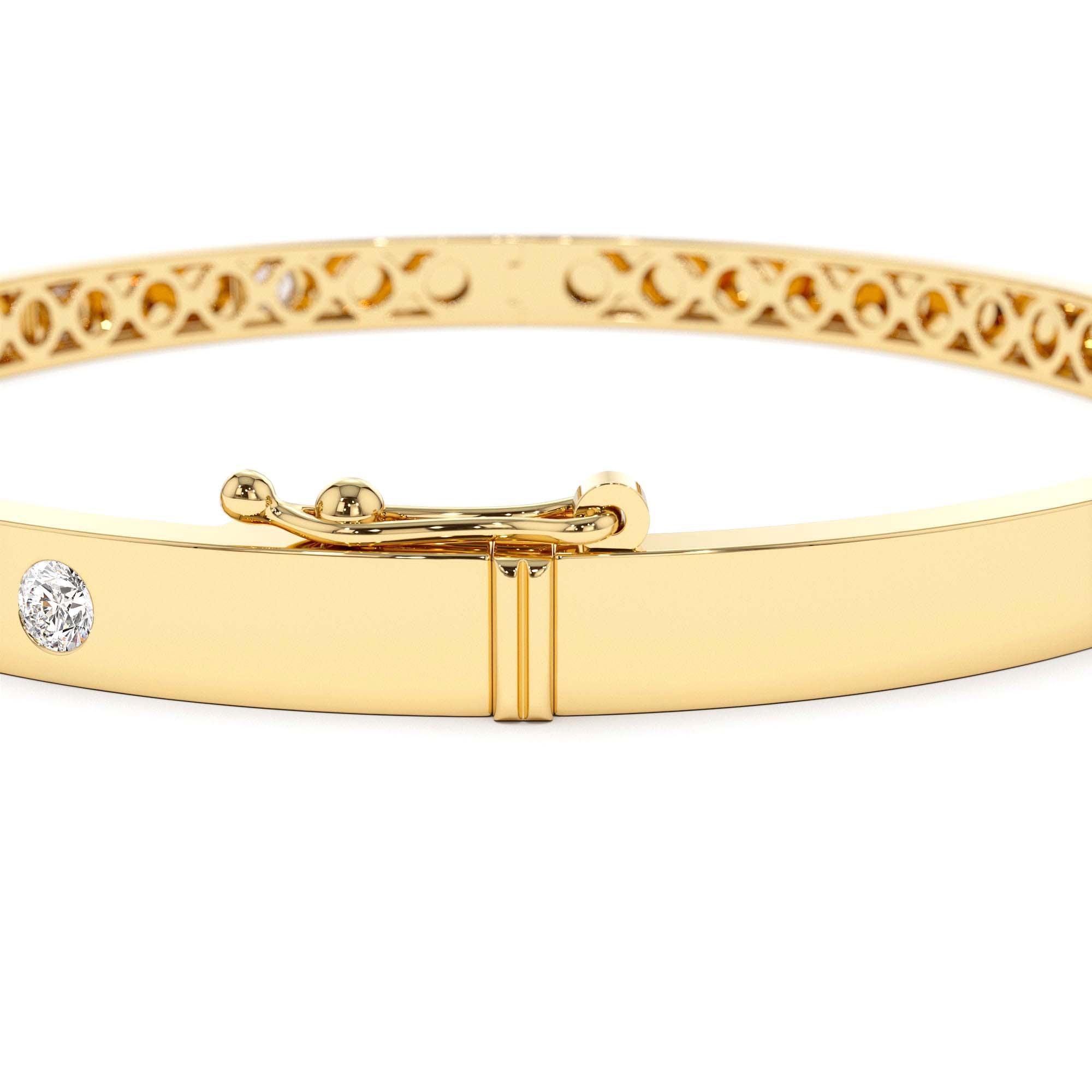 14K 4mm Diamond Bangle Bracelet - view 5
