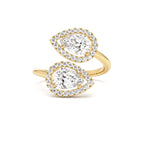 1.90 CTW Double Pear Shaped Lab Grown Halo Bypass Ring by Orlina Fine