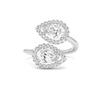 1.90 CTW Double Pear Shaped Lab Grown Halo Bypass Ring - view 2