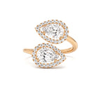 1.90 CTW Double Pear Shaped Lab Grown Halo Bypass Ring - view 3