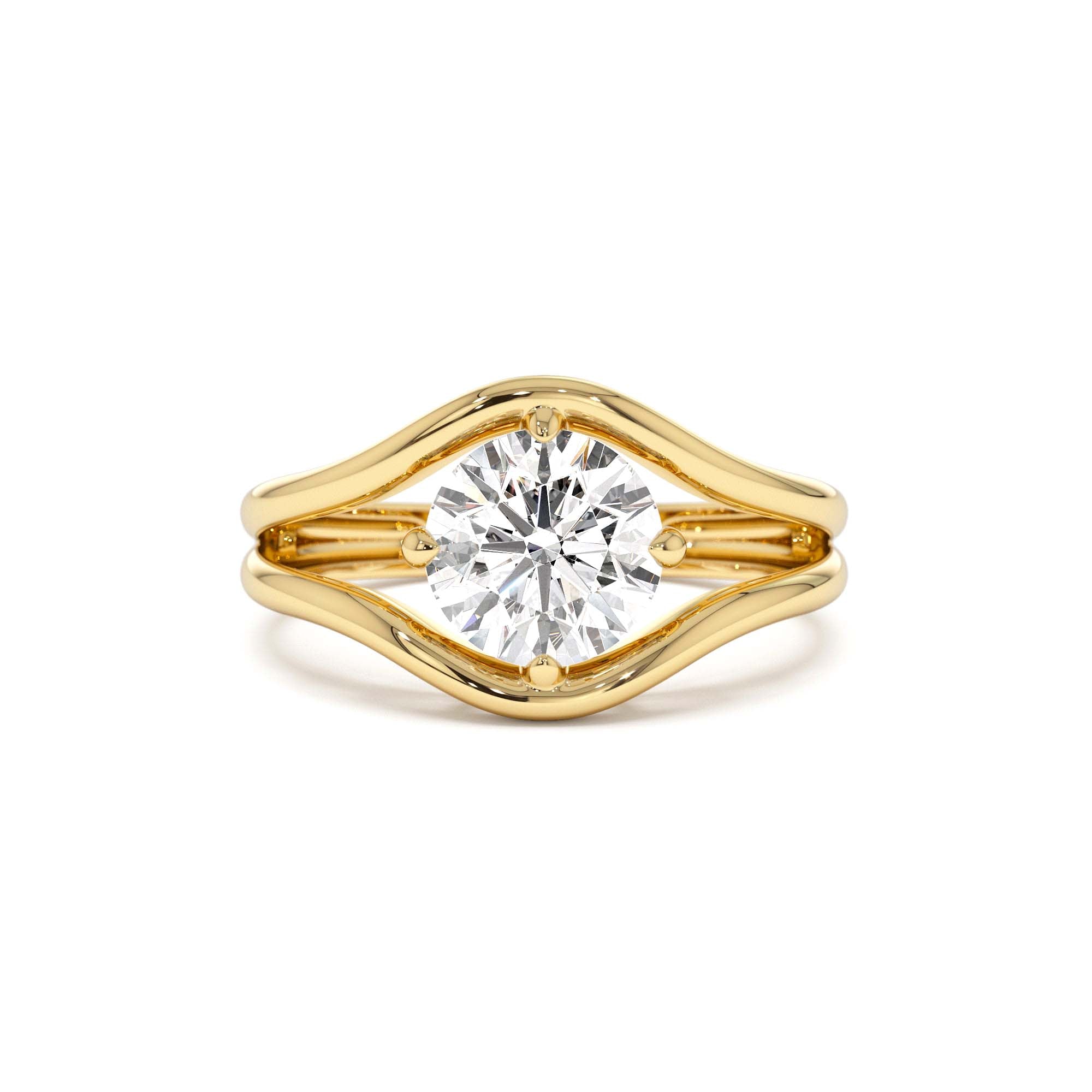 1.50 ctw 14k Split Shank Unique Round Lab Grown Diamond Engagement Ring by Orlina Fine