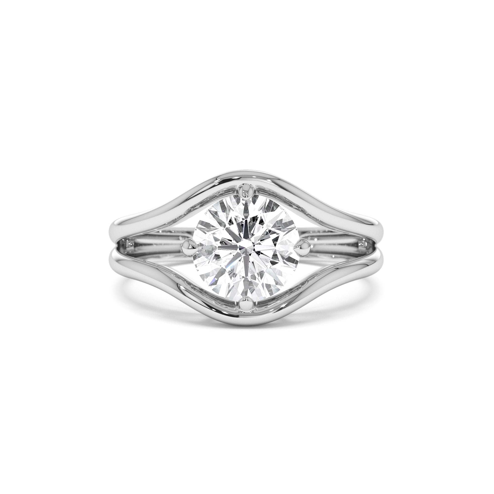 1.50 ctw 14k Split Shank Unique Round Lab Grown Diamond Engagement Ring - view 3