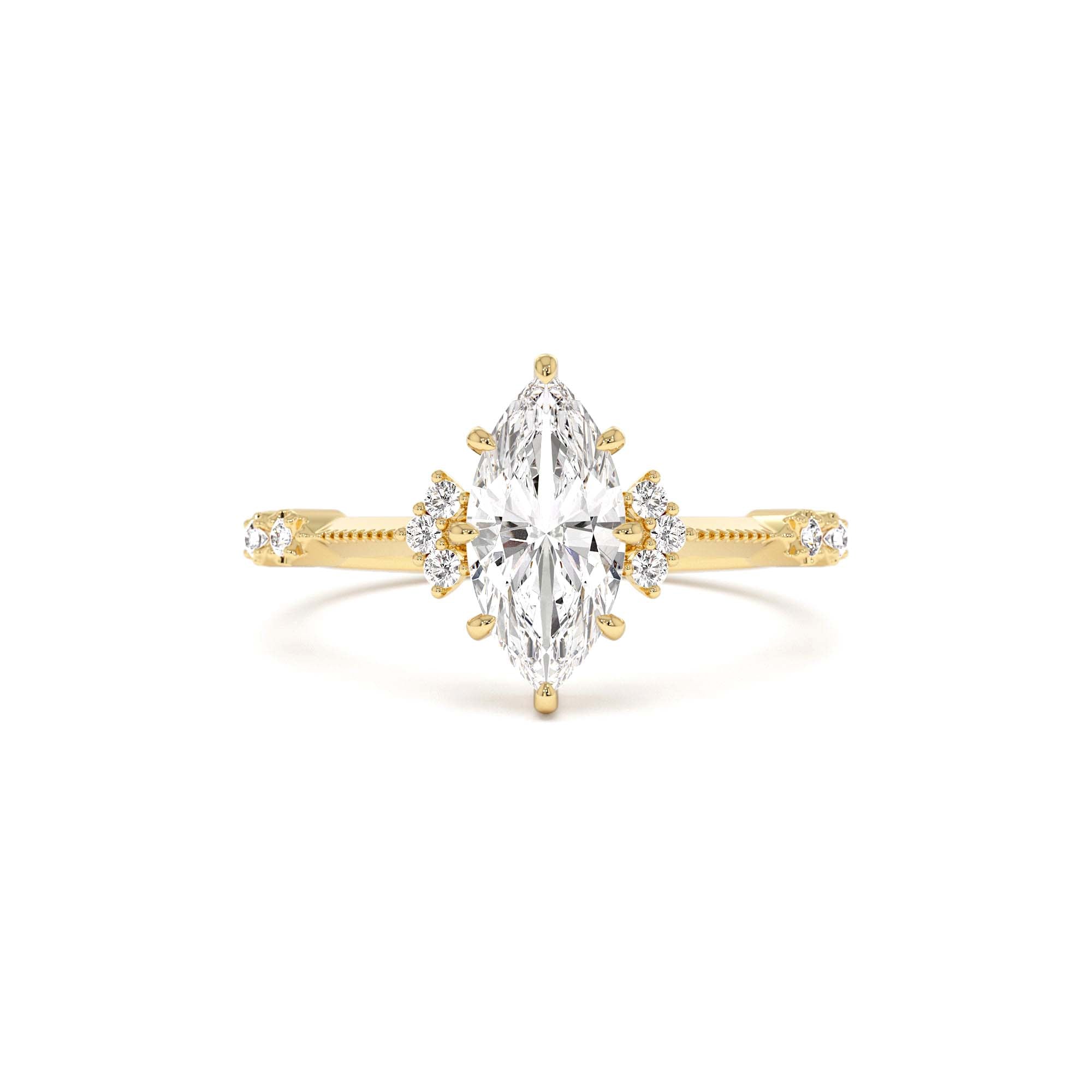 1.10 ctw 14k Art Deco Marquise Shaped Lab Grown Diamond Enagement Ring by Orlina Fine