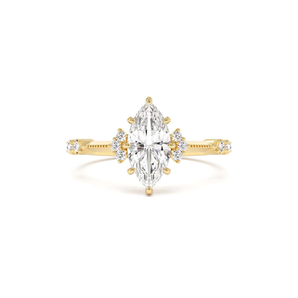 1.10 CTW 14K Art Deco Marquise Shaped Lab Grown Diamond Enagement Ring by Orlina Fine