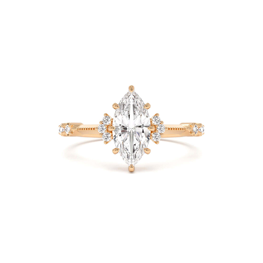 1.10 ctw 14k Art Deco Marquise Shaped Lab Grown Diamond Enagement Ring - view 2