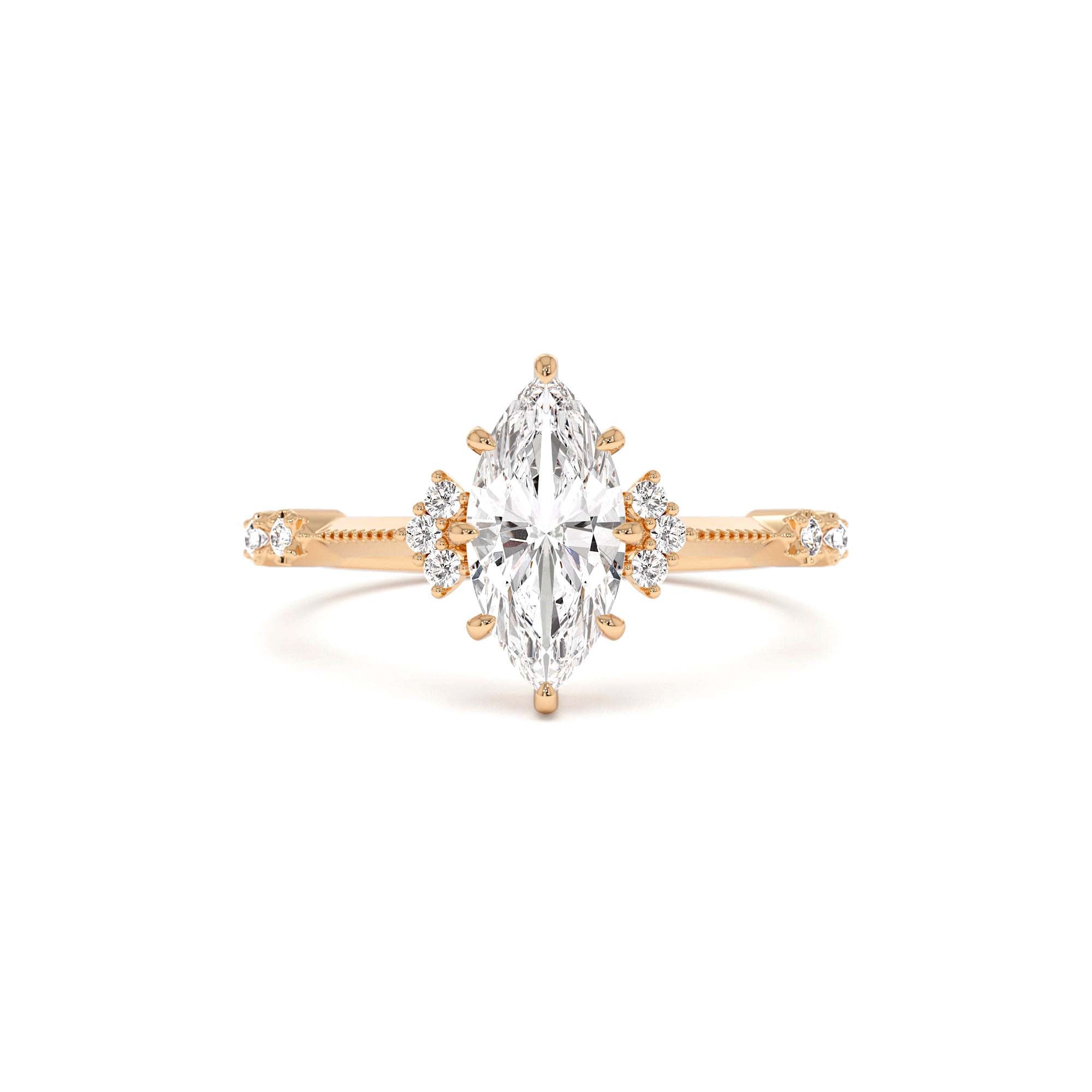 1.10 ctw 14k Art Deco Marquise Shaped Lab Grown Diamond Enagement Ring - view 2