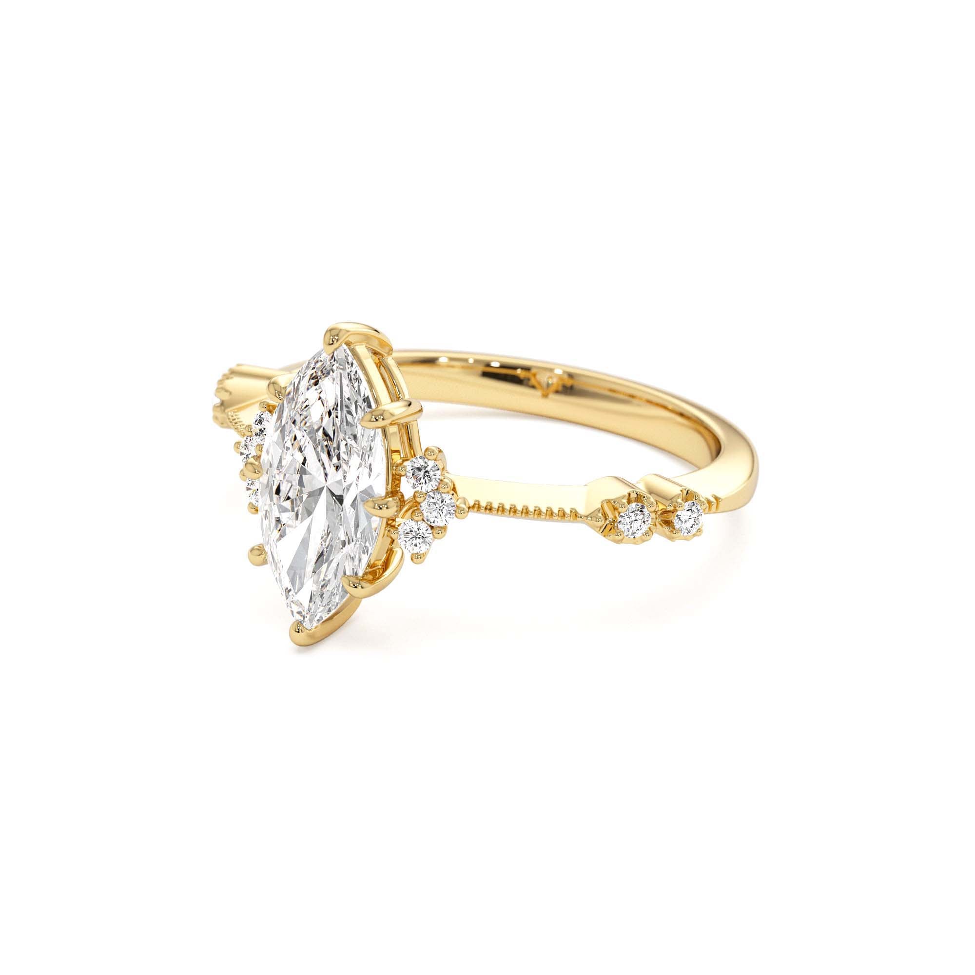 1.10 ctw 14k Art Deco Marquise Shaped Lab Grown Diamond Enagement Ring - view 4