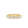 0.95 CTW 14K Bezel Setting Emerald Cut & Round Lab Grown Diamond Wedding Ring by Orlina Fine