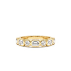 0.95 CTW 14K Bezel Setting Emerald Cut & Round Lab Grown Diamond Wedding Ring by Orlina Fine