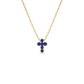 14K Tiny Sapphire Cross Necklace by Orlina Fine