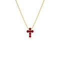 14K Tiny Ruby Cross Necklace by Orlina Fine